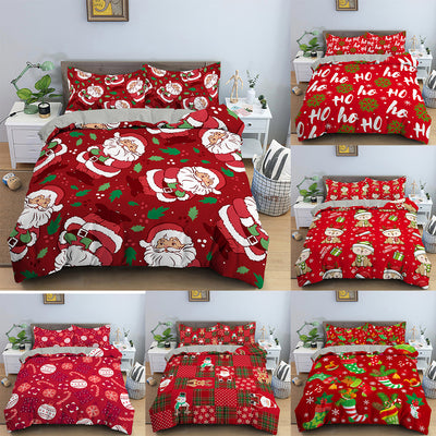 Juego de Cama Navideño Papá Noel Rojo - Diseño Digital 3 Piezas