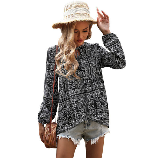 Blusa Larga de Gasa con Encaje y Fleco para Mujer - Image 8