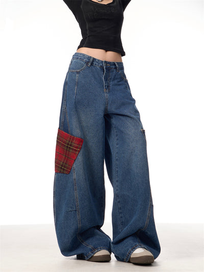 Jeans Patchwork Mujer Talle Ancho Suelto - Image 11