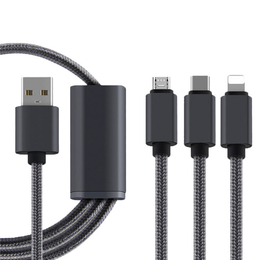 Cable de Datos USB 3 en 1 para Celular - Negro - Image 2