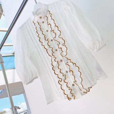 Conjunto de Blusa de Lino Ondulado y Shorts Estampados para Mujer - Image 8