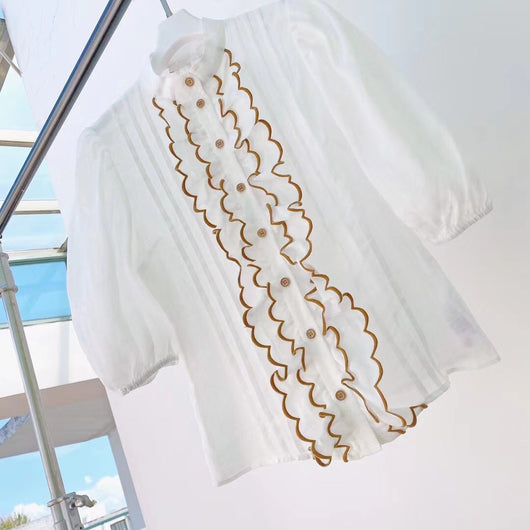 Conjunto de Blusa de Lino Ondulado y Shorts Estampados para Mujer - Image 8