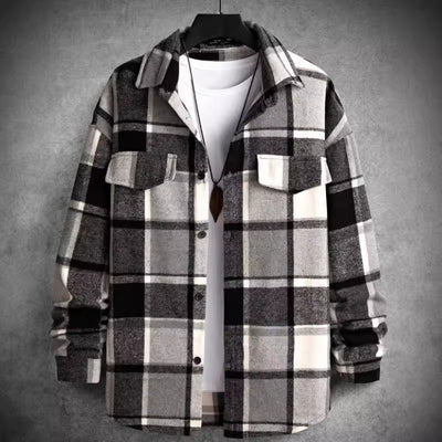Camisa Franela a Cuadros Slim Fit Manga Larga para Hombre Otoño-Invierno - Image 4