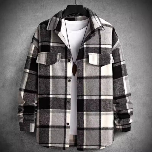 Camisa Franela a Cuadros Slim Fit Manga Larga para Hombre Otoño-Invierno - Image 4