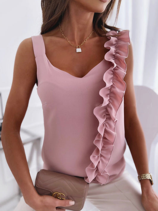 Blusa Sin Mangas Cuello Halter con Volantes - Diseño Fresco para Verano - Image 12