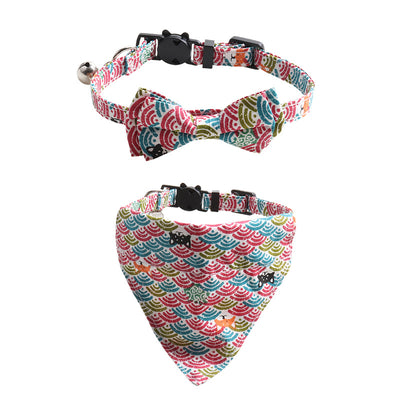 Collar para Gato Estilo Japonés con Patrón de Hierba y Moño Desmontable - Image 6