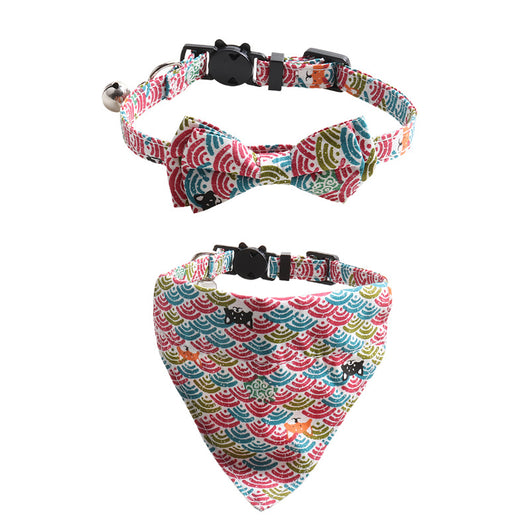 Collar para Gato Estilo Japonés con Patrón de Hierba y Moño Desmontable - Image 6