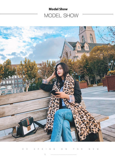 Bufanda Estampado Leopardo Otoño Invierno - Abrigo Suave de Cashmira Artificial - Image 15