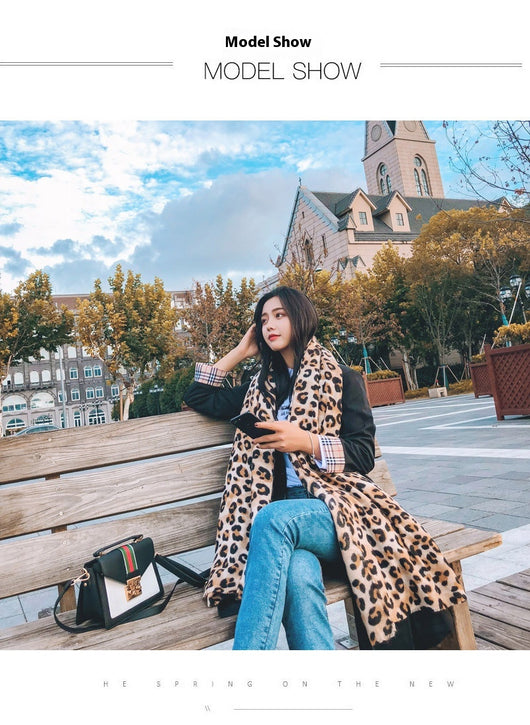 Bufanda Estampado Leopardo Otoño Invierno - Abrigo Suave de Cashmira Artificial - Image 15