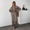 Conjunto Retro Leopardo: Camisa y Pantalón Holgado Estilo Europeo Americano