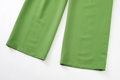 Pantalón Largo Verde Pasto Plisado Cintura Media para Mujer - Image 3
