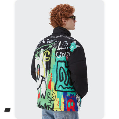 Chaqueta de Algodón para Hombre con Diseño Graffiti y Cierre Relajado - Image 10