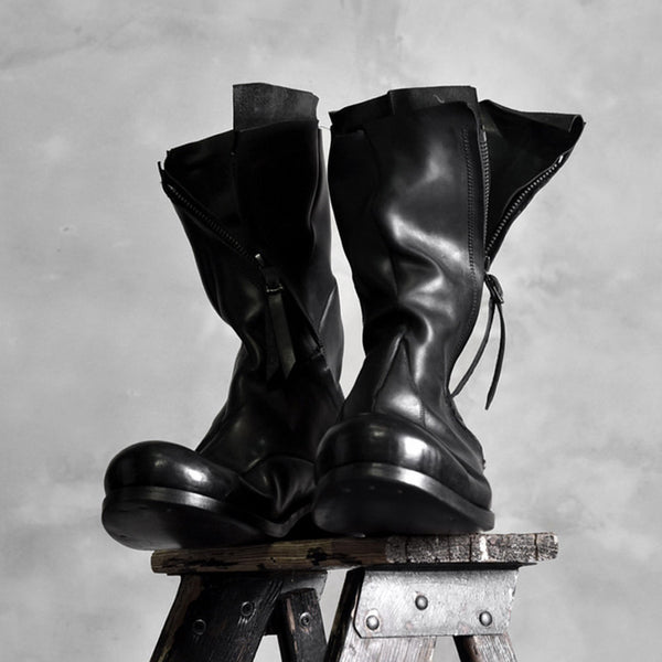 Botas de Cuero Deconstruidas Irregulares Estilo Retro para Hombre