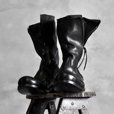 Botas de Cuero Deconstruidas Irregulares Estilo Retro para Hombre - Image 2