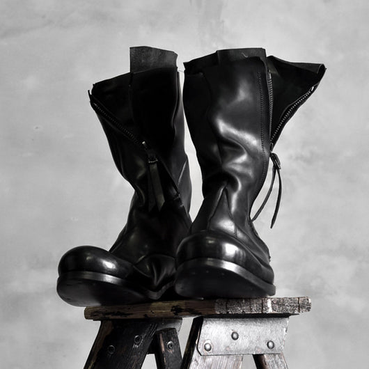 Botas de Cuero Deconstruidas Irregulares Estilo Retro para Hombre - Image 2