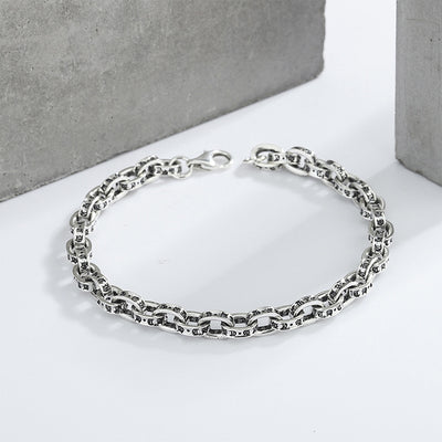 Pulsera de Plata Punk Personalizada con Ancla y Cruz - Diseño Minimalista para Parejas - Image 7