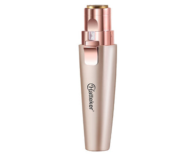 Two mint green and rose gold 2-in-1 electric eyebrow shaping devices with USB cables and packaging. - Image 9