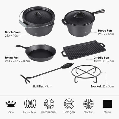 Set de Cocina de Hierro Fundido para Camping y Horno Portátil - Image 14