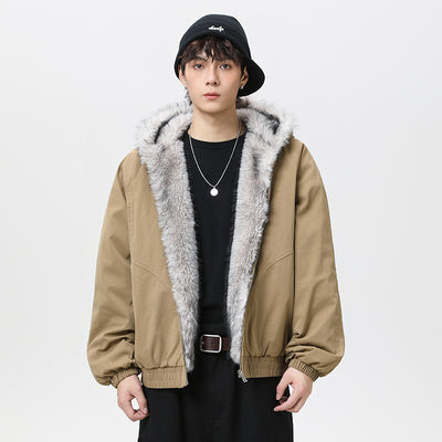 Chaqueta Acolchada de Algodón con Cuello de Forro Polar Retro para Hombre - Image 2
