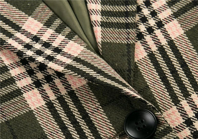 Saco de Cuadros con Dos Botones - Conjunto de Combinación de Colores - Image 8
