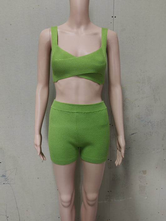 Conjunto Bikini Deportivo Escotado - Top Corto y Short Coordinado - Image 12