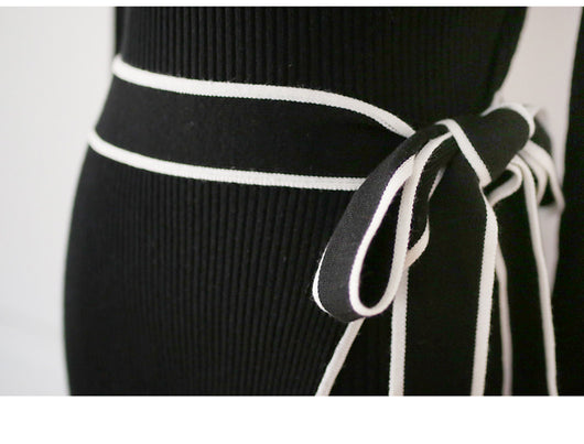 Vestido Suéter Tejido con Escote Cruzado y Cordones - Image 17