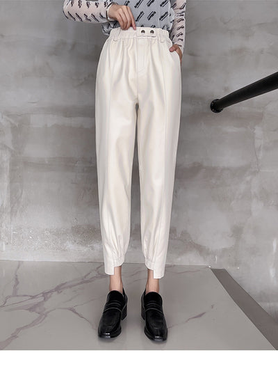 Pantalones Harem de Cuero Elásticos con Temperamento Femenino - Image 3