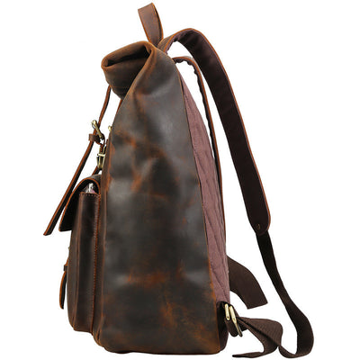 Mochila de Viaje en Cuero Crazy Horse para Hombre - Image 7