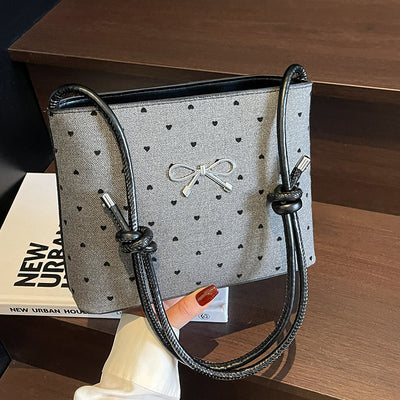 Bolsa Crossbody de Lona con Lunares y Moño Fashion - Image 2