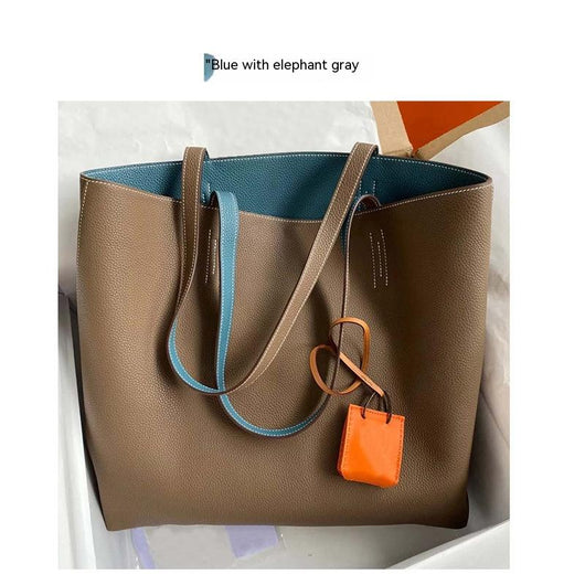 Bolso Tote de Cuero Genuino Doble Cara - Gran Capacidad - Image 4