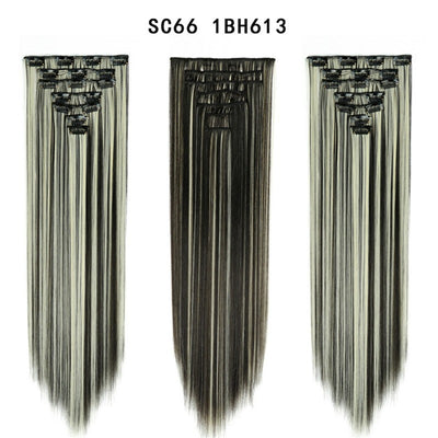 Set de Extensiones de Cabello con 16 Clips - Peluca de Fibra Sintética Premium - Image 48