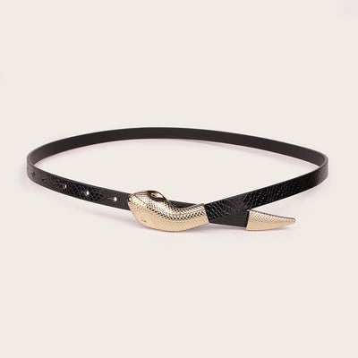 Cinturón de Cuero Charol con Diseño Piel de Serpiente y Cierre de Presión - Image 2