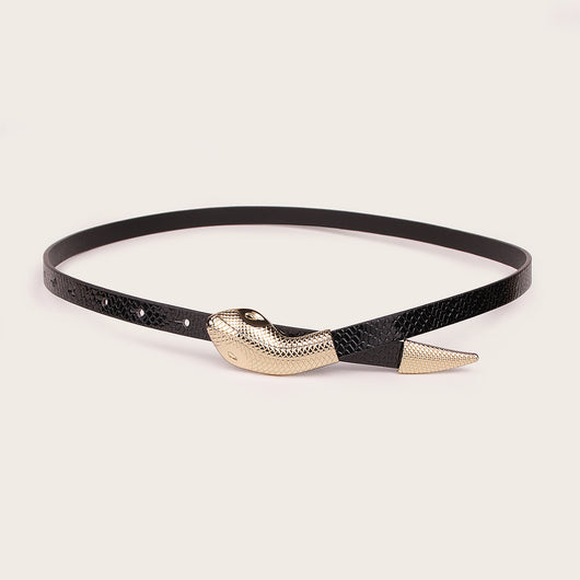 Cinturón de Cuero Charol con Diseño Piel de Serpiente y Cierre de Presión - Image 2