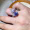 Fashion Color 8-heart 8-cut Mosan Diamond Ring Azul 9