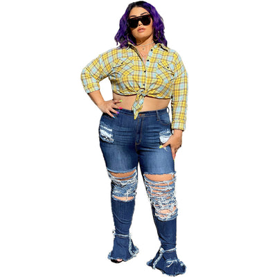 Pantalones Vaqueros Rotos Talla Grande Estilo Urbano para Mujer - Image 6