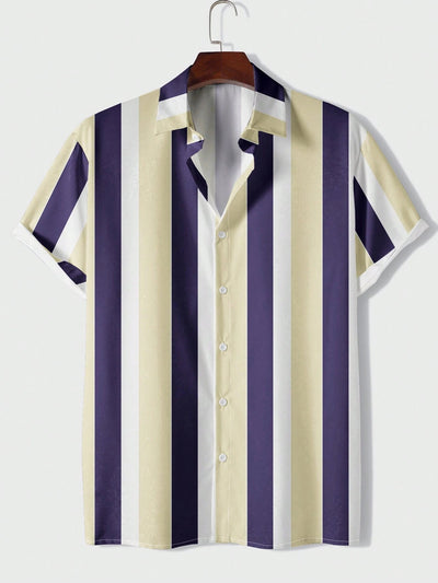 Camisa Casual de Hombre con Rayas Estampadas - Image 17