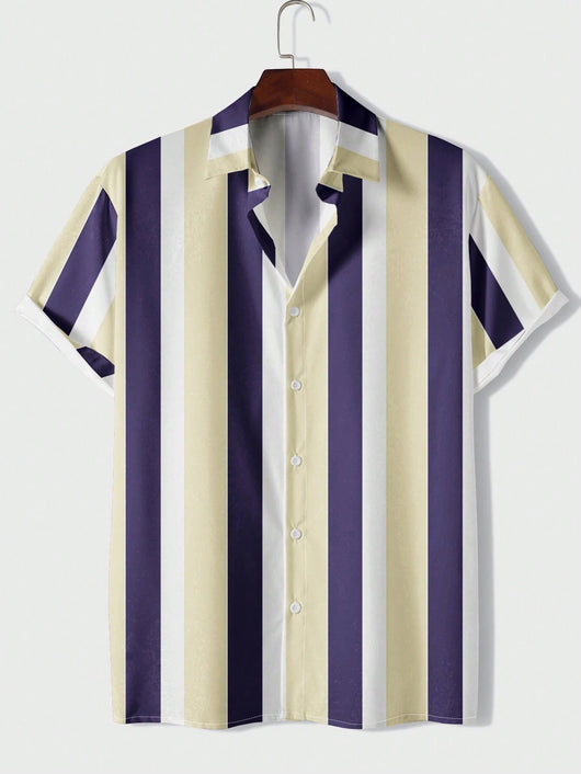 Camisa Casual de Hombre con Rayas Estampadas - Image 17