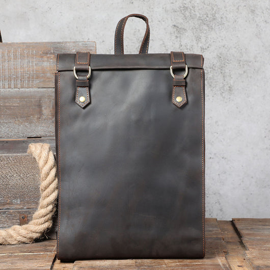 Mochila Escolar de Cuero Genuino Estilo Retro para Hombre - Image 10