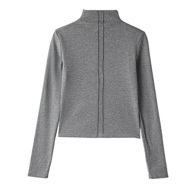 Blusa de Cuello Tortuga Manga Larga Versátil para Mujer - Image 5