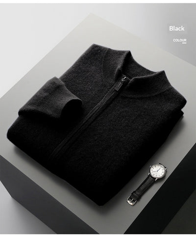 Suéter Tejido de Lana Reversible para Hombre con Cierre - Colores Sólidos - Image 13