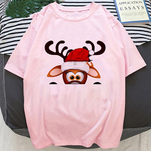 Playera Navideña con Estampado de Papá Noel y Reno - Image 28