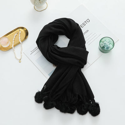 Capa Elegante para Mujer con Pompones - Mezcla de Cachemira y Lana - Image 10