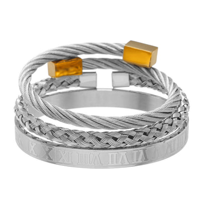 Pulsera de Acero Titanio Estilo Punk con Diseño Romano - Image 22