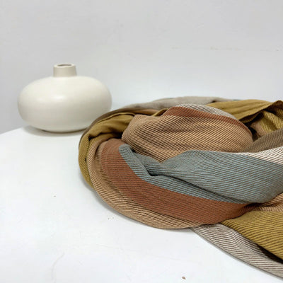Pañuelo de Algodón y Lino a Rayas - Chal Suave para Mujer - Image 14