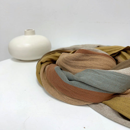 Pañuelo de Algodón y Lino a Rayas - Chal Suave para Mujer - Image 14