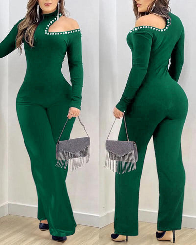 Jumpsuit Elegante con Detalles Calados y Cristales - Image 4