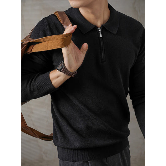 Suéter Polo de Manga Larga con Cierre Medio para Hombre - Image 19