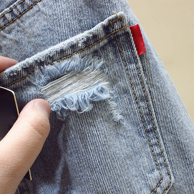 Pantalones Vaqueros Rotos Cintura Alta Suelta para Mujer - Image 18