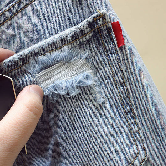 Pantalones Vaqueros Rotos Cintura Alta Suelta para Mujer - Image 18