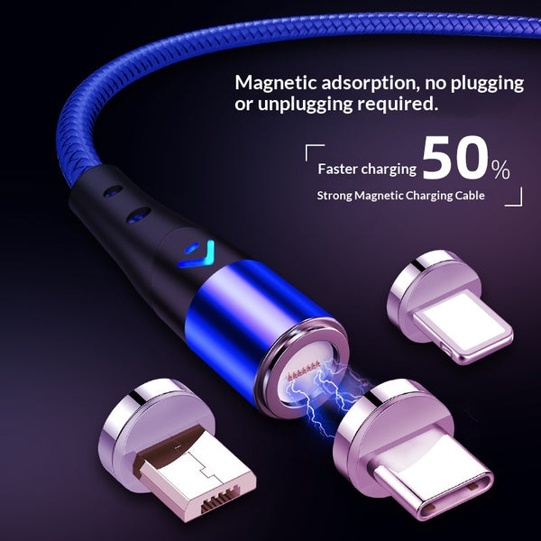Cable de Carga Rápida Magnético 3A-5A con Transferencia de Datos